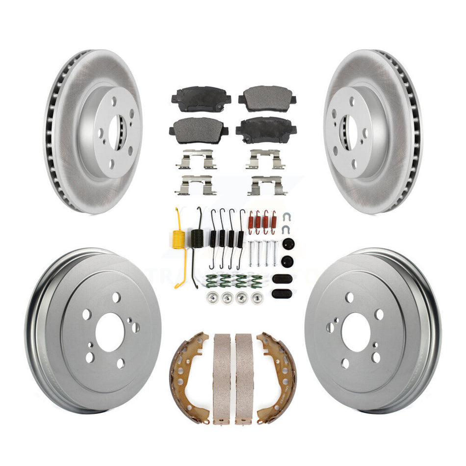 Front Rear Coated Disc Brake Rotors Ceramic Pad Drum Kit (7Pc) For 2004-2007 Toyota Prius KGT-101831