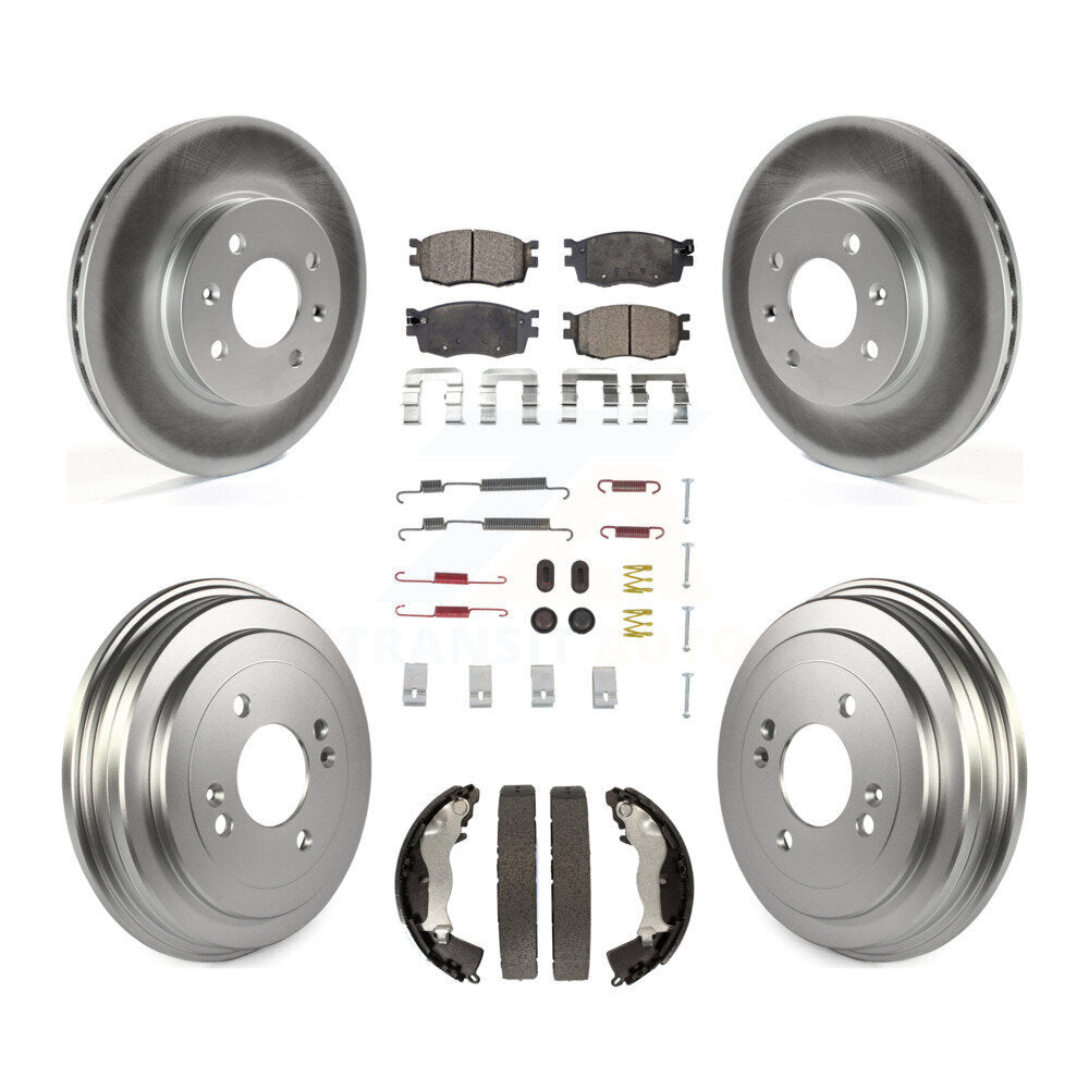 Front Rear Coated Brake Rotors Ceramic Pad Drum Kit (7Pc) For Hyundai Accent Kia Rio Rio5 KGT-101833