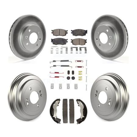 Front Rear Coated Brake Rotors Ceramic Pad Drum Kit (7Pc) For Hyundai Accent Kia Rio Rio5 KGT-101833