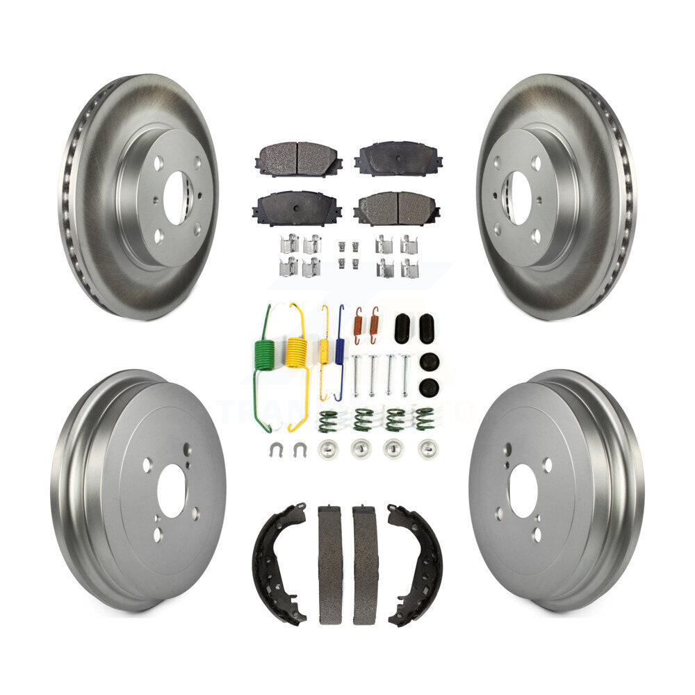 Front Rear Coated Disc Brake Rotors Ceramic Pads And Drum Kit (7Pc) For Toyota Yaris KGT-101834