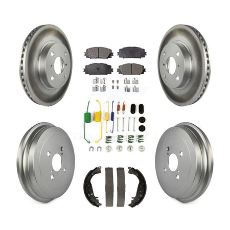 Front Rear Coated Disc Brake Rotors Ceramic Pads And Drum Kit (7Pc) For Toyota Yaris KGT-101834