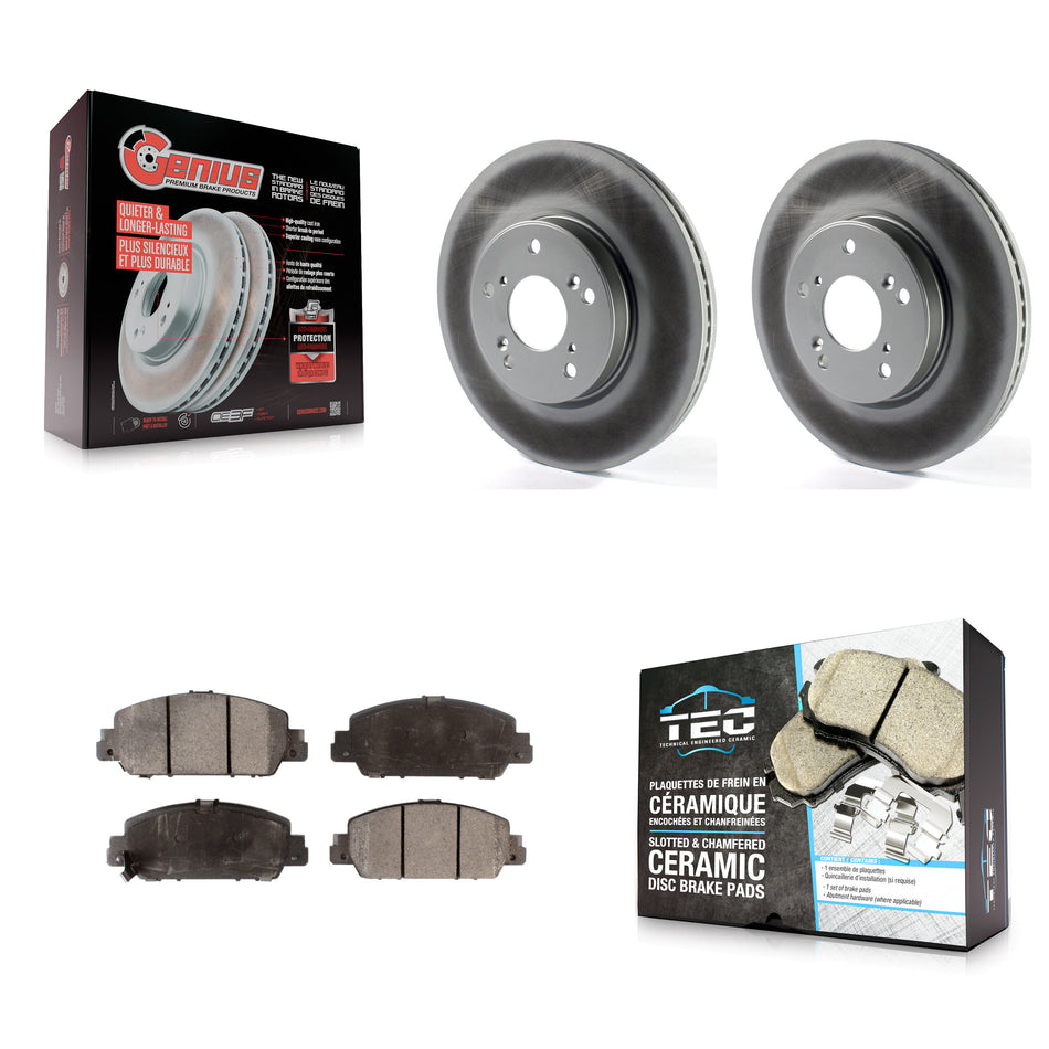 Front Coated Disc Brake Rotors And Ceramic Pads Kit For Honda HR-V Accord KGT-101845