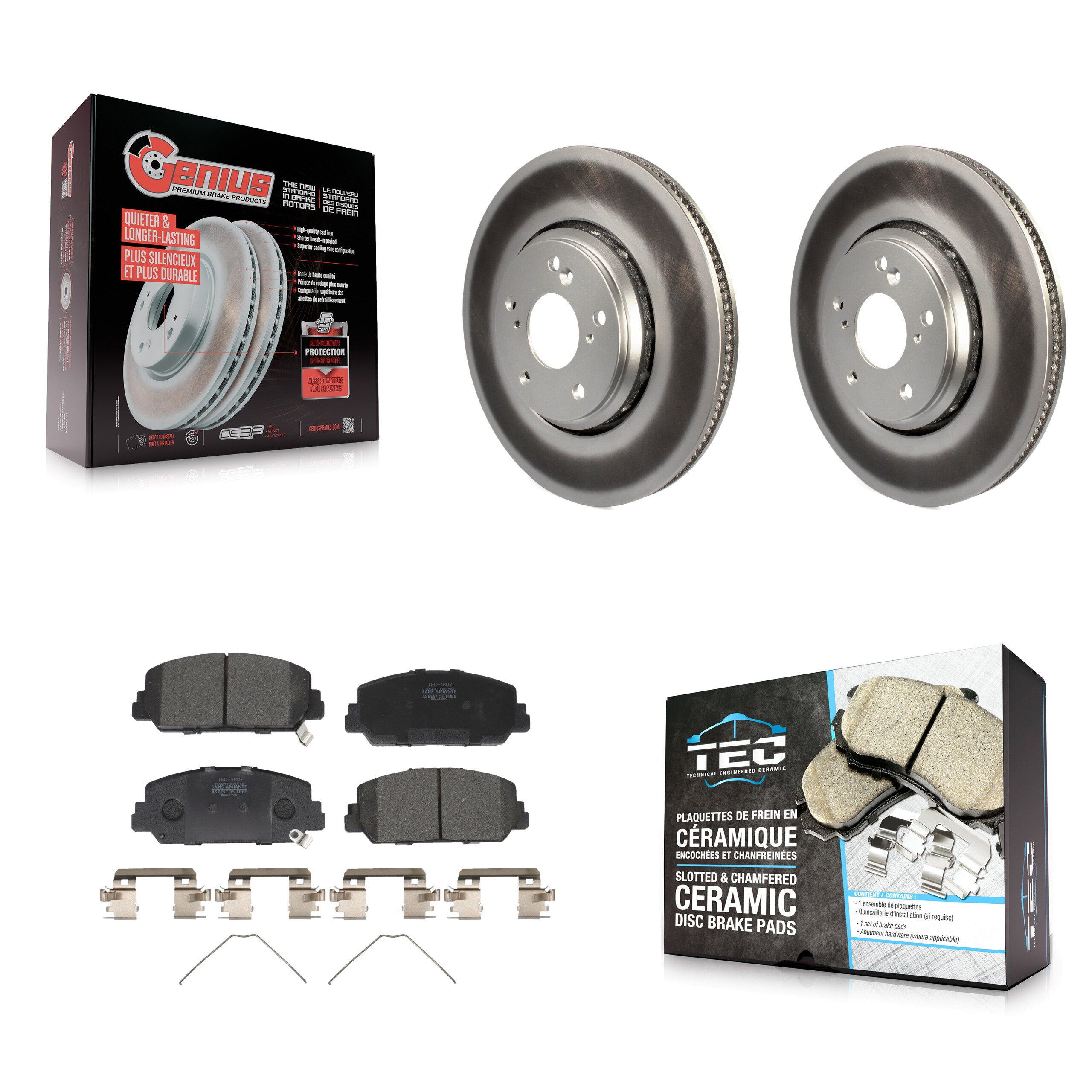 Front Coated Disc Brake Rotors And Ceramic Pads Kit For Honda Civic Accord Acura ILX KGT-101847