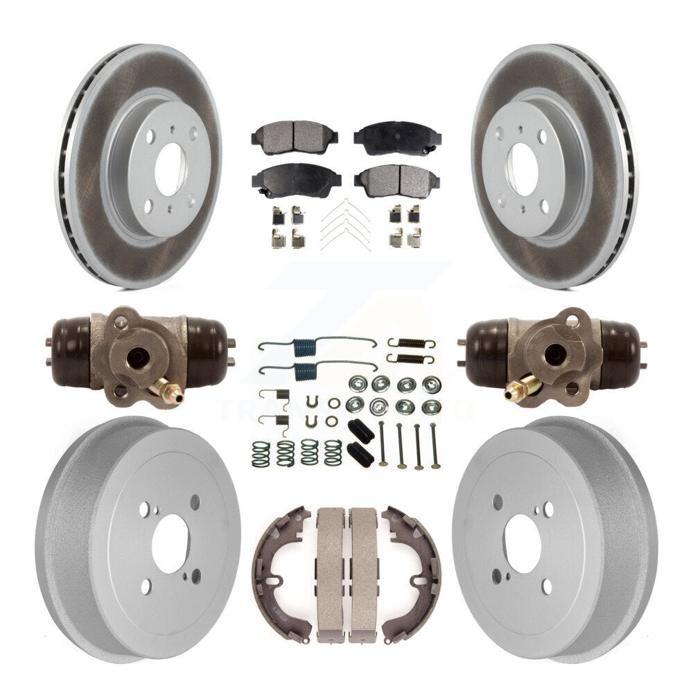 Front Rear Coat Disc Brake Rotors Ceramic Pad Drum Kit (9Pc) For Toyota Corolla Geo Prizm KGT-101857