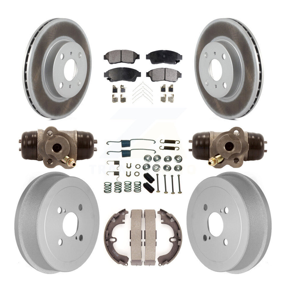 Front Rear Coat Disc Brake Rotors Ceramic Pad Drum Kit (9Pc) For Toyota Corolla Geo Prizm KGT-101857