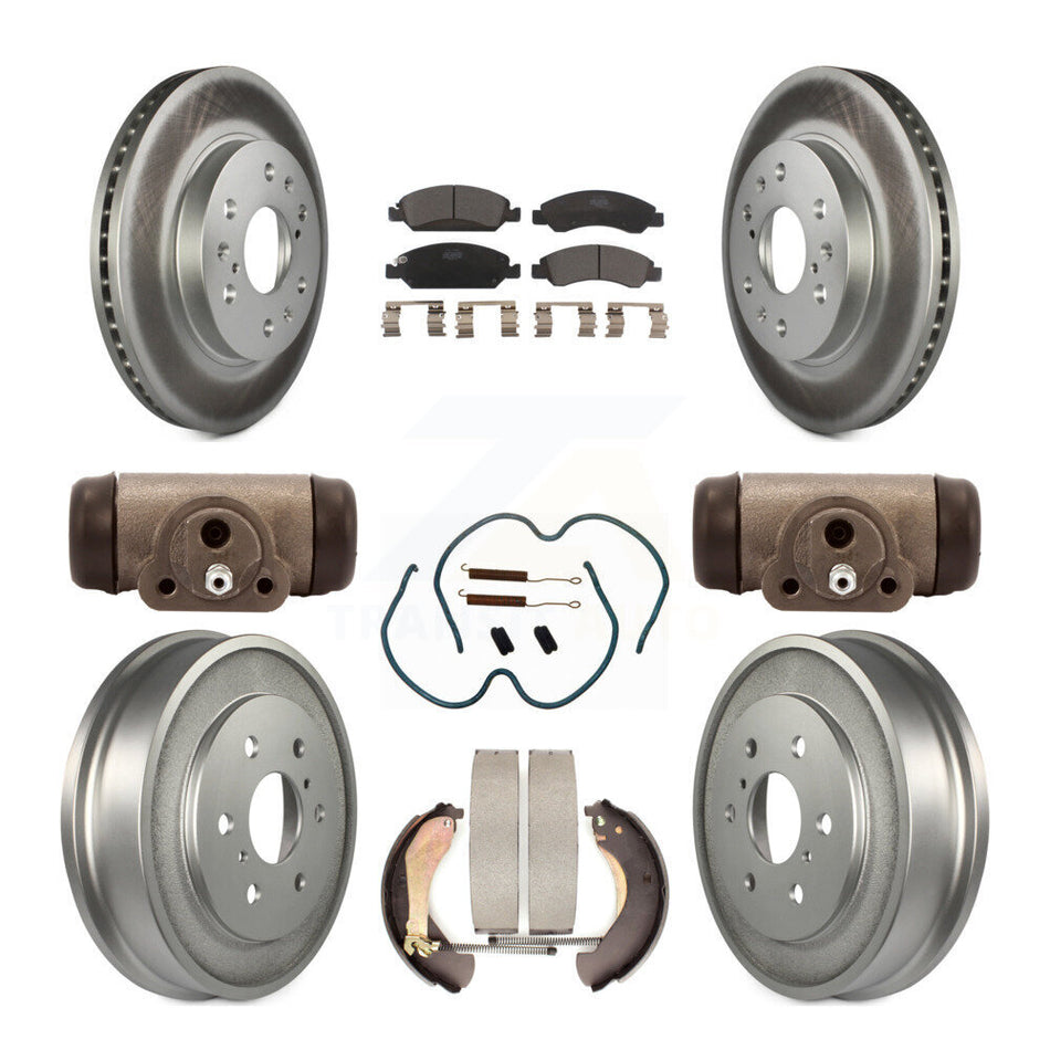 Front Rear Coated Brake Rotor Ceramic Pad Drum Kit (9Pc) For Chevrolet Silverado 1500 GMC KGT-101878