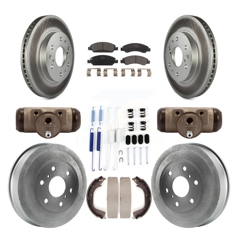 Front Rear Coat Disc Brake Rotor Ceramic Pad Drum Kit (9Pc) For GMC Sierra 1500 Chevrolet KGT-101879