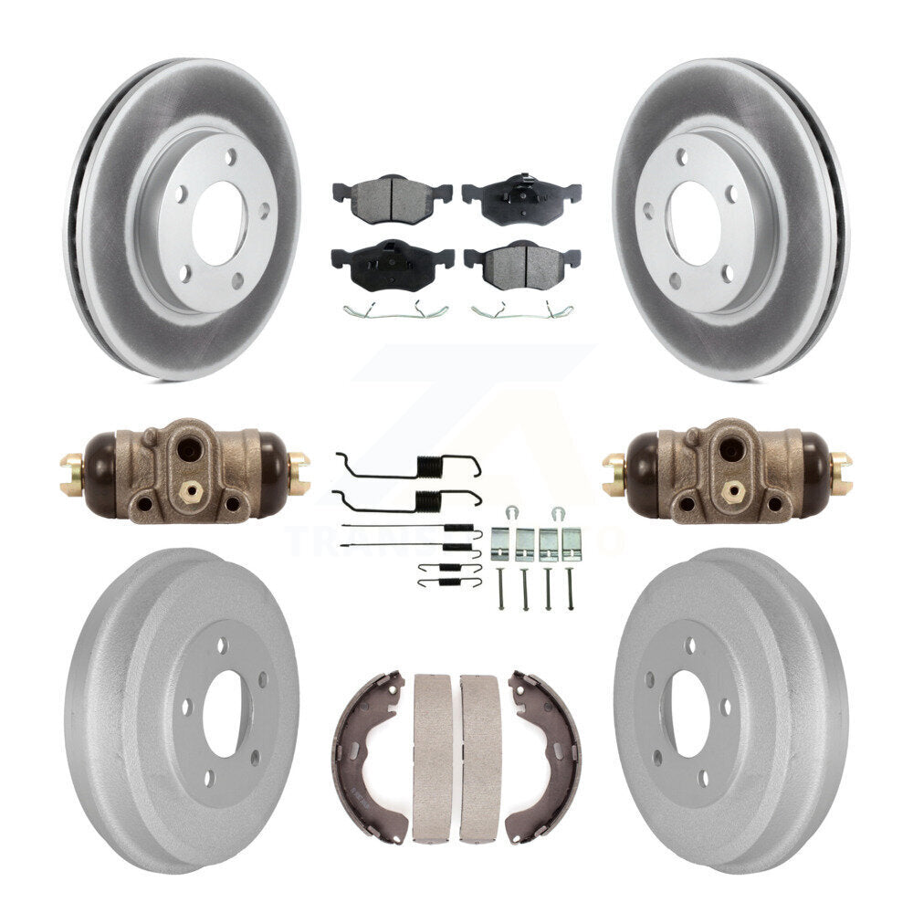 Front Rear Coat Disc Brake Rotor Ceramic Pad Drum Kit (9Pc) For Ford Escape Mazda Tribute KGT-101886