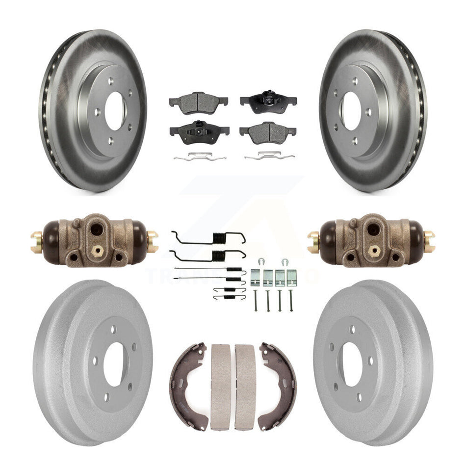 Front Rear Coated Brake Rotors Ceramic Pad Drum Kit (9Pc) For Ford Escape Mercury Mariner KGT-101887