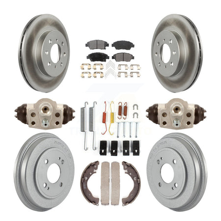 Front Rear Coated Disc Brake Rotors Ceramic Pads And Drum Kit (9Pc) For Honda Fit KGT-101894