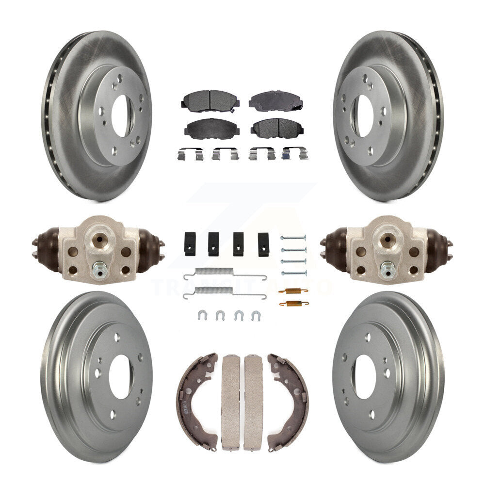 Front Rear Coated Disc Brake Rotors Ceramic Pads And Drum Kit (9Pc) For Honda Civic KGT-101896