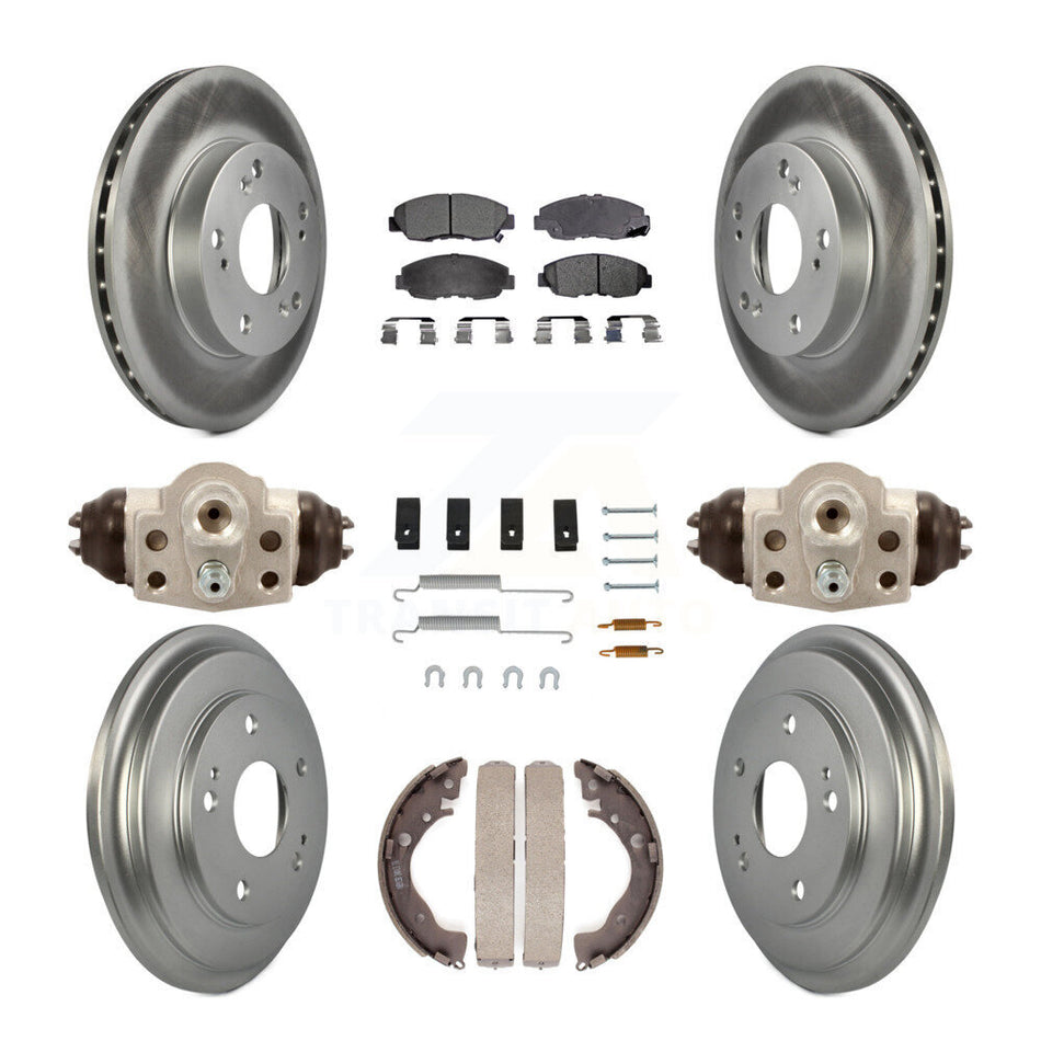 Front Rear Coated Disc Brake Rotors Ceramic Pads And Drum Kit (9Pc) For Honda Civic KGT-101896