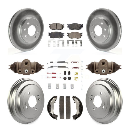 Front Rear Coated Brake Rotors Ceramic Pad Drum Kit (9Pc) For Hyundai Accent Kia Rio Rio5 KGT-101898
