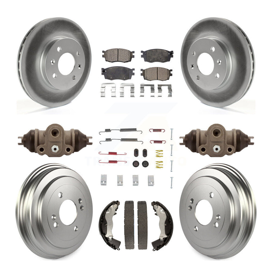 Front Rear Coated Brake Rotors Ceramic Pad Drum Kit (9Pc) For Hyundai Accent Kia Rio Rio5 KGT-101898
