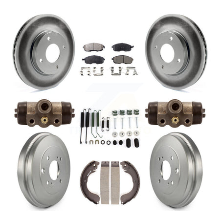 Front Rear Coat Disc Brake Rotors Ceramic Pad Drum Kit (9Pc) For Nissan Versa Sentra Cube KGT-101899
