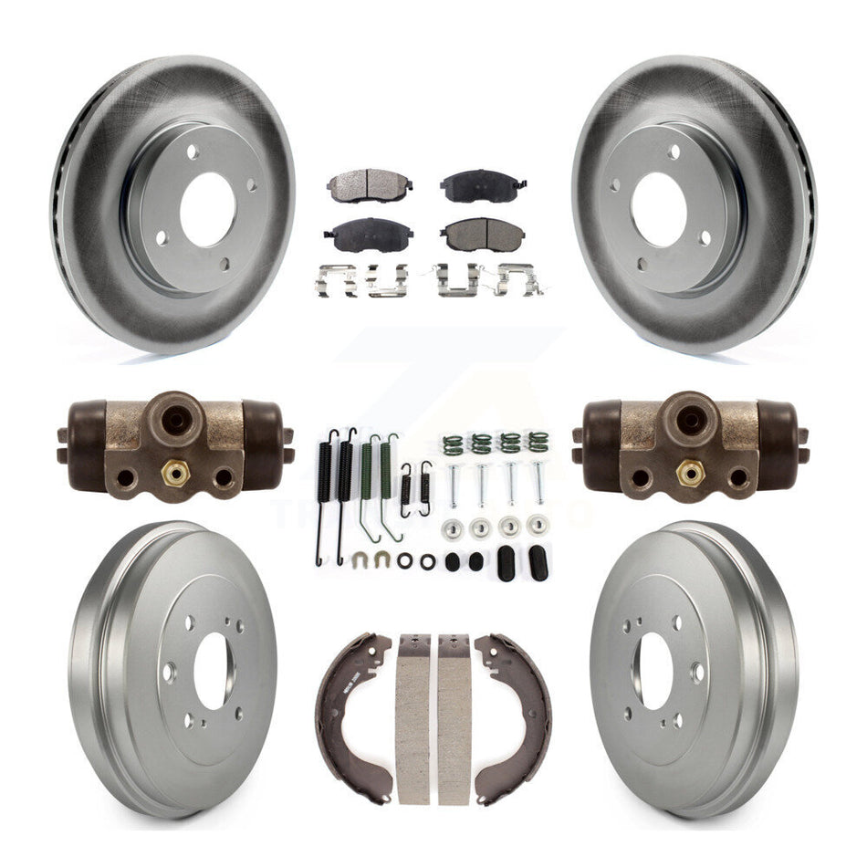 Front Rear Coat Disc Brake Rotors Ceramic Pad Drum Kit (9Pc) For Nissan Versa Sentra Cube KGT-101899