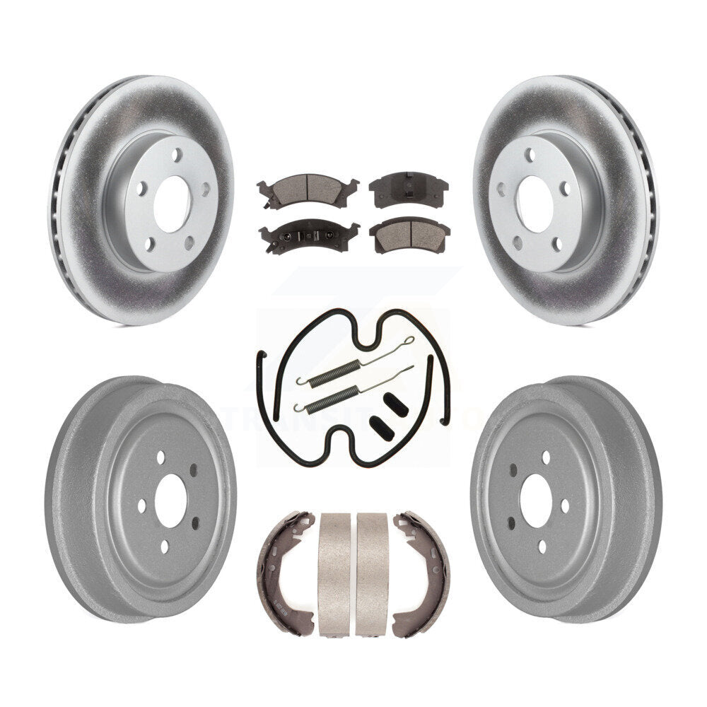 Front Rear Coated Disc Brake Rotors Ceramic Pad And Drum Kit (7Pc) For Chevrolet Cavalier KGT-101900