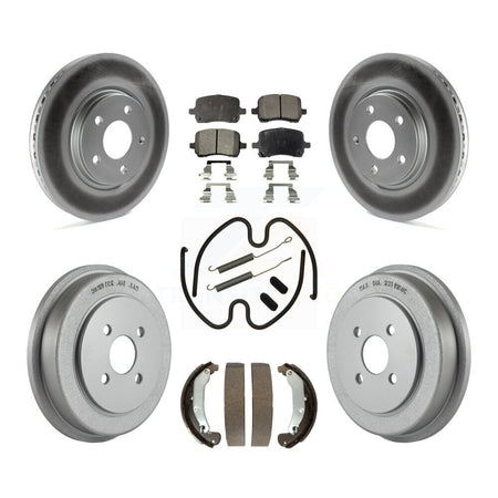 Front Rear Coated Disc Brake Rotors Ceramic Pads And Drum Kit (7Pc) For Pontiac Pursuit KGT-101903