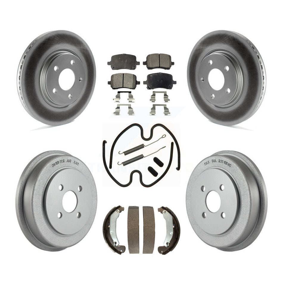 Front Rear Coated Disc Brake Rotors Ceramic Pads And Drum Kit (7Pc) For Pontiac Pursuit KGT-101903