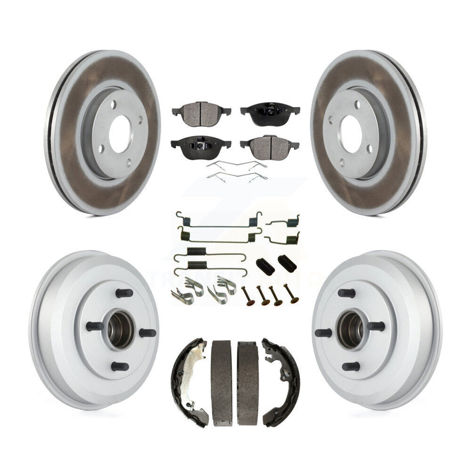 Front Rear Coated Disc Brake Rotors Ceramic Pads And Drum Kit (7Pc) For Ford Focus KGT-101912