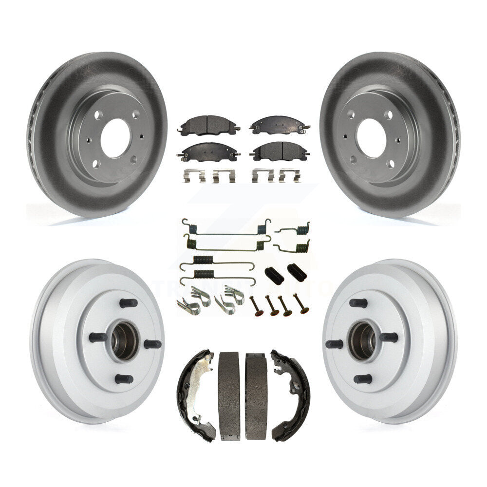 Front Rear Coated Disc Brake Rotors Ceramic Pads And Drum Kit (7Pc) For Ford Focus KGT-101913