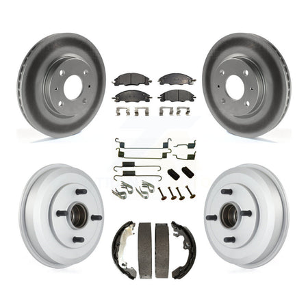 Front Rear Coated Disc Brake Rotors Ceramic Pads And Drum Kit (7Pc) For Ford Focus KGT-101913