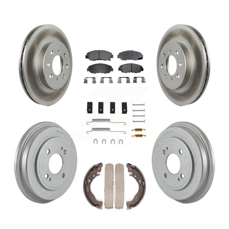 Front Rear Coated Disc Brake Rotors Ceramic Pads And Drum Kit (7Pc) For Honda Insight KGT-101915