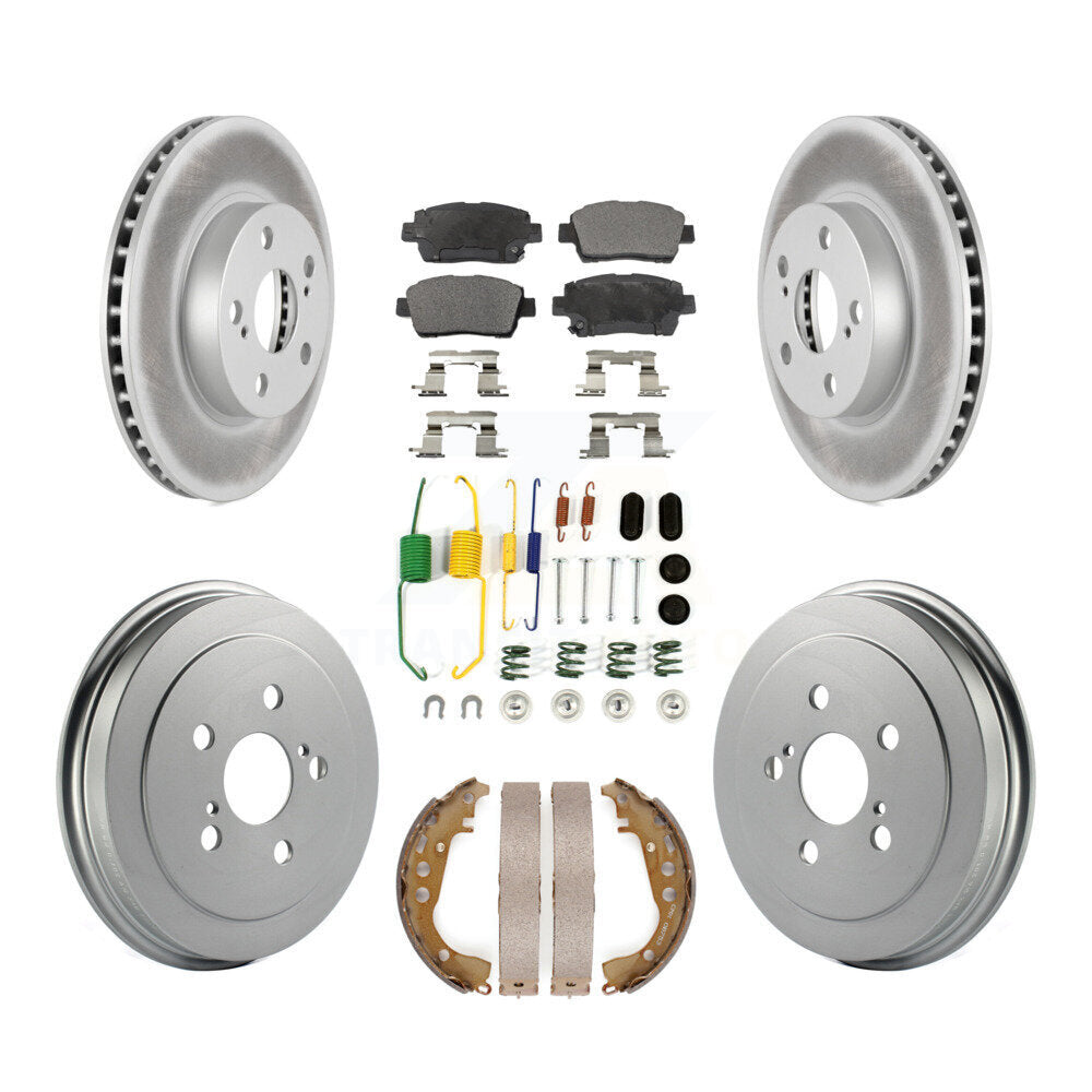 Front Rear Coated Disc Brake Rotors Ceramic Pads And Drum Kit (7Pc) For 2008 Toyota Prius KGT-101920