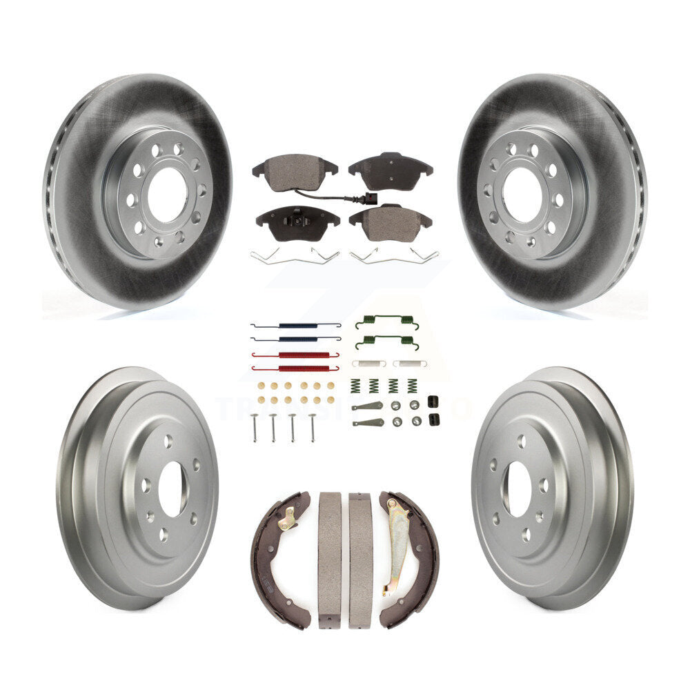 Front Rear Coated Disc Brake Rotors Ceramic Pads And Drum Kit (7Pc) For Volkswagen Jetta KGT-101922