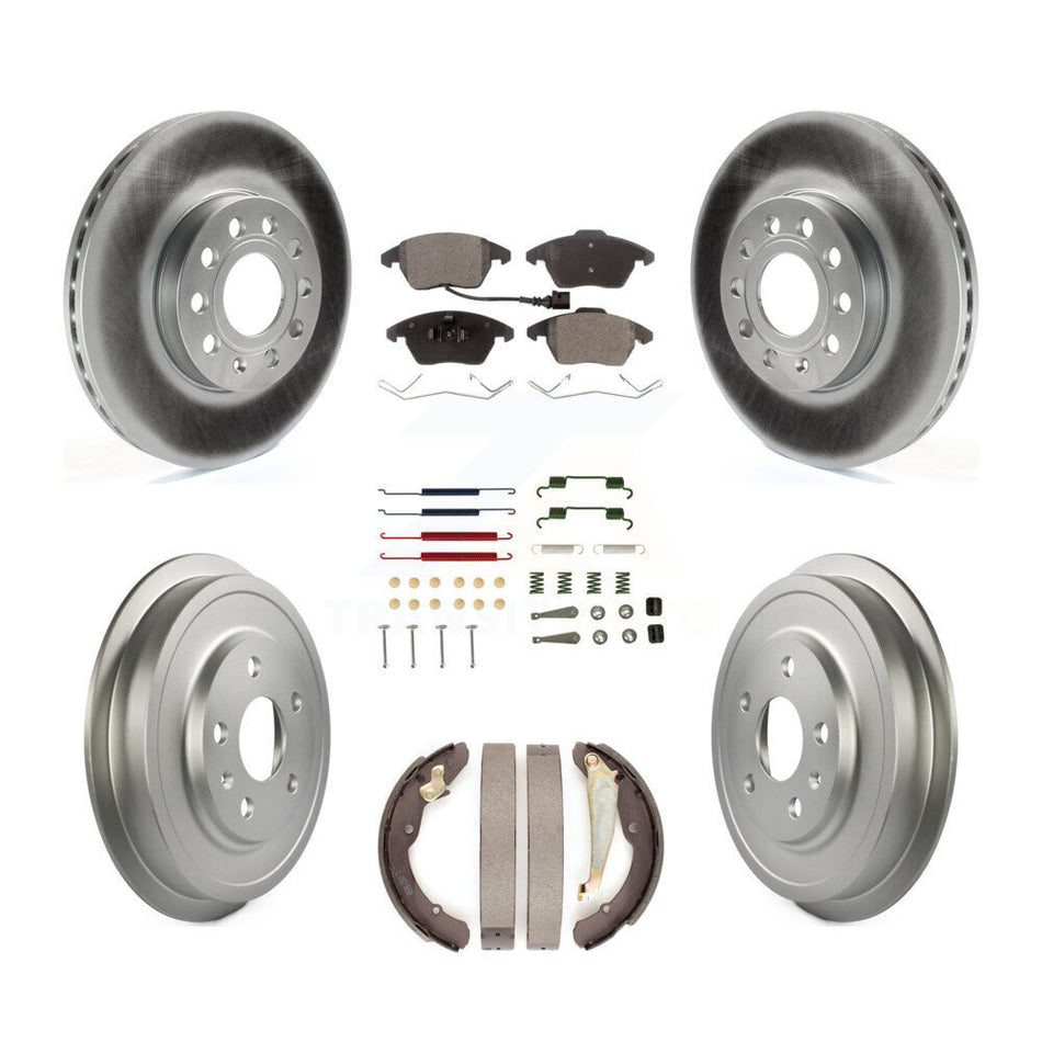 Front Rear Coated Disc Brake Rotors Ceramic Pads And Drum Kit (7Pc) For Volkswagen Jetta KGT-101922