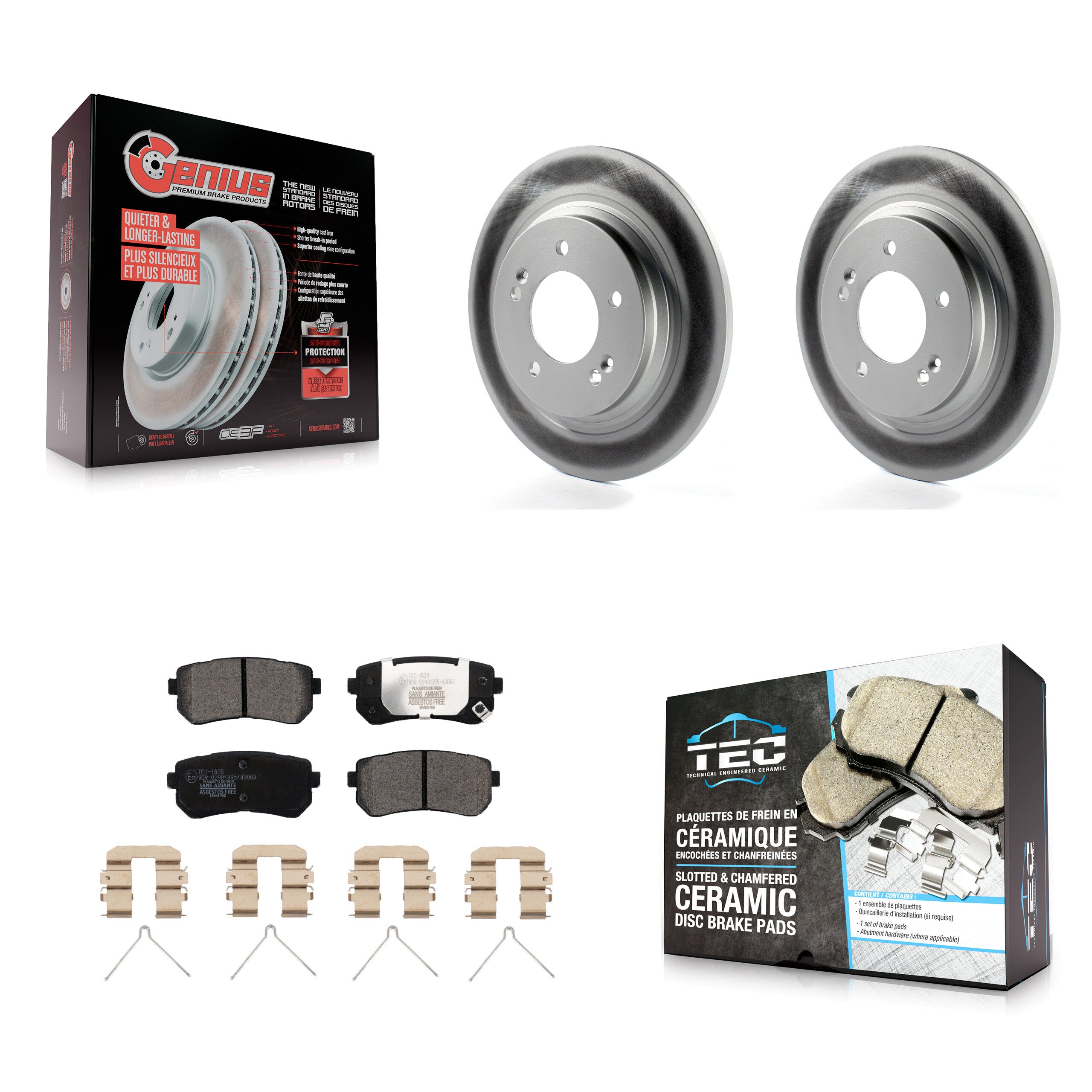 Rear Coated Brake Rotor & Ceramic Pad Kit For 2016 Kia Optima With Electric Parking KGT-101942