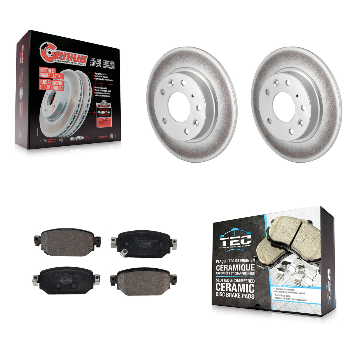 Rear Coated Disc Brake Rotors And Ceramic Pads Kit For Mazda 3 CX-3 Sport KGT-101944