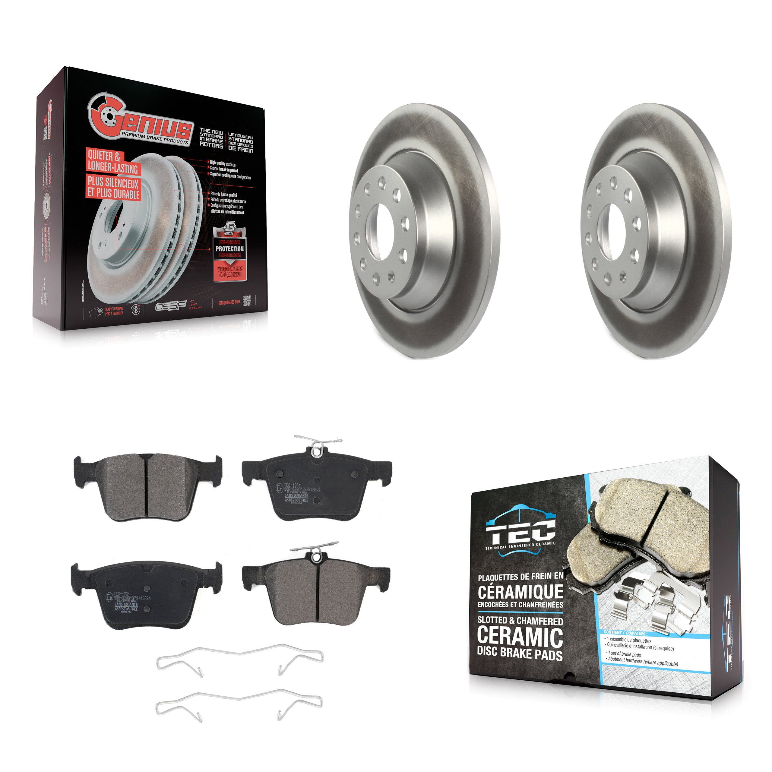 Rear Coat Disc Brake Rotor Ceramic Pad Kit For Volkswagen Tiguan Jetta Audi Q3 TT Quattro KGT-101946