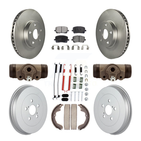 Front Rear Coated Brake Rotor Ceramic Pad & Drum Kit (9Pc) For Toyota Matrix Pontiac Vibe KGT-101950