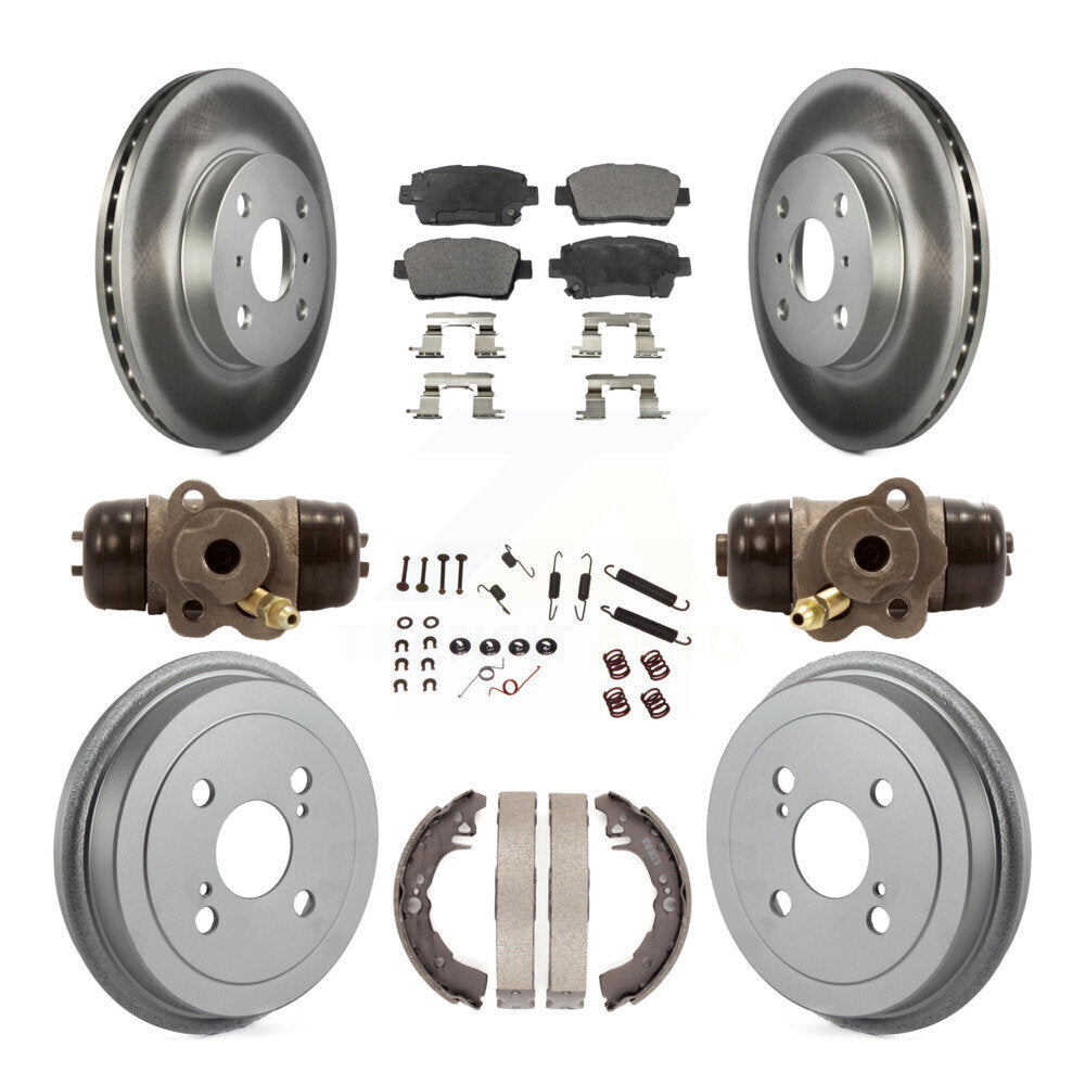 Front Rear Coated Disc Brake Rotor Ceramic Pad & Drum Kit (9Pc) For 2001-2005 Toyota Echo KGT-101951