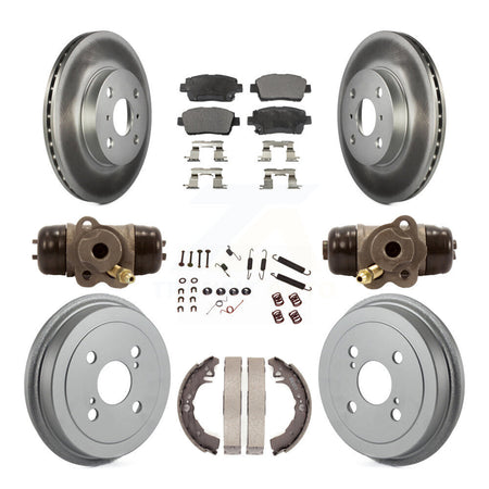 Front Rear Coated Disc Brake Rotor Ceramic Pad & Drum Kit (9Pc) For 2001-2005 Toyota Echo KGT-101951