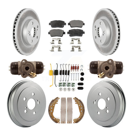 Front Rear Coated Disc Brake Rotors Ceramic Pad Drum Kit (9Pc) For 2004-2007 Toyota Prius KGT-101954