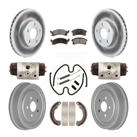 Front Rear Coated Disc Brake Rotors Ceramic Pad And Drum Kit (9Pc) For Chevrolet Cavalier KGT-101956