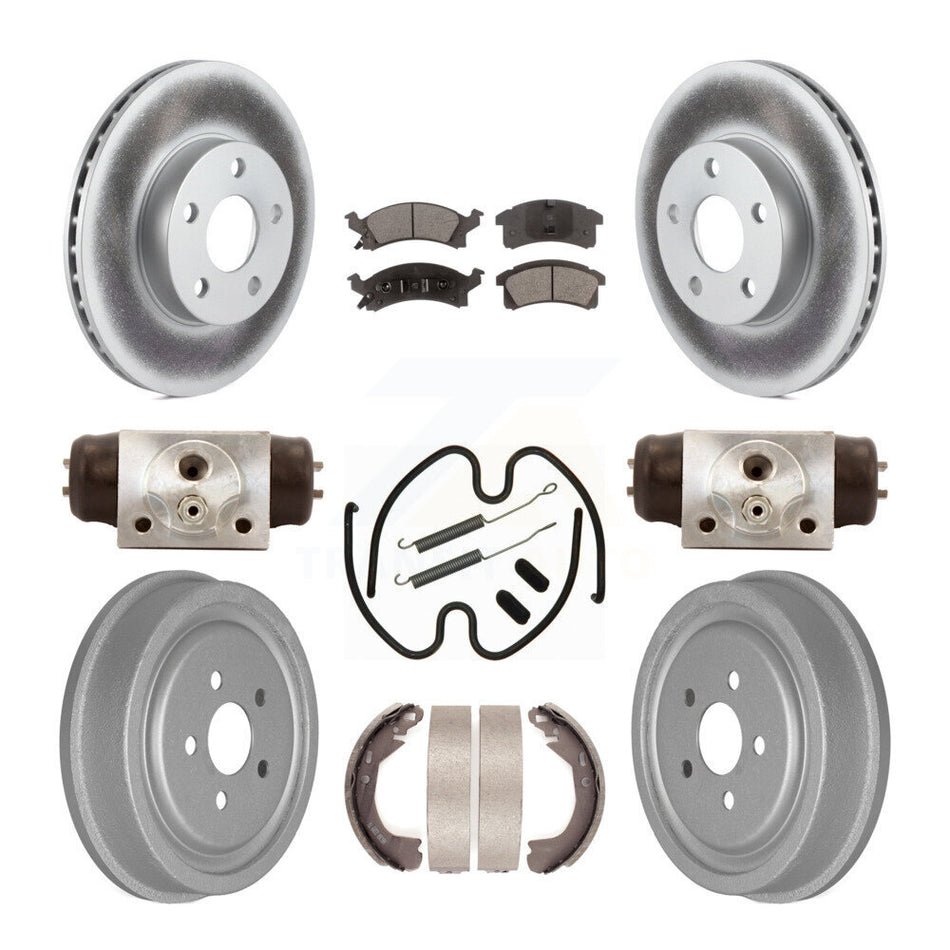 Front Rear Coated Disc Brake Rotors Ceramic Pad And Drum Kit (9Pc) For Chevrolet Cavalier KGT-101956