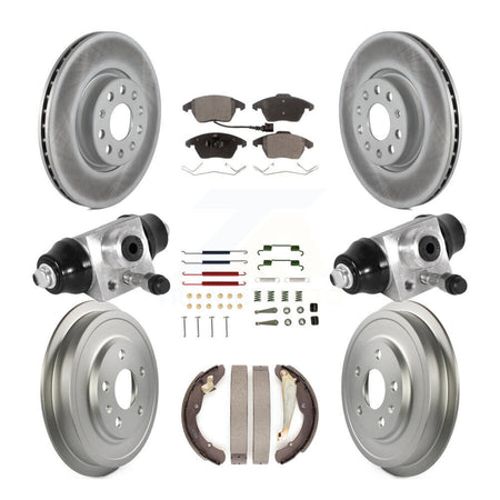 Front Rear Coated Disc Brake Rotors Ceramic Pads And Drum Kit (9Pc) For Volkswagen Jetta KGT-101967