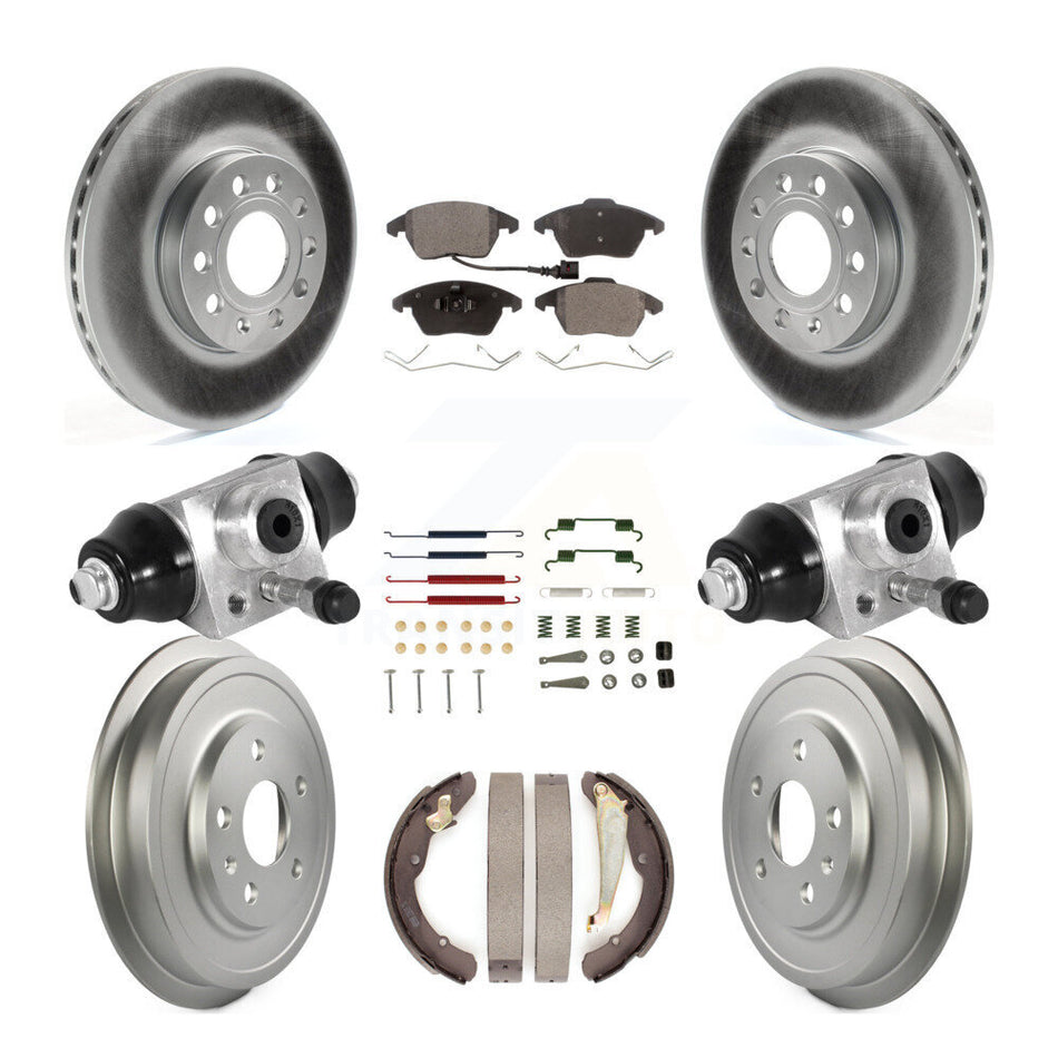 Front Rear Coated Disc Brake Rotors Ceramic Pads And Drum Kit (9Pc) For Volkswagen Jetta KGT-101969