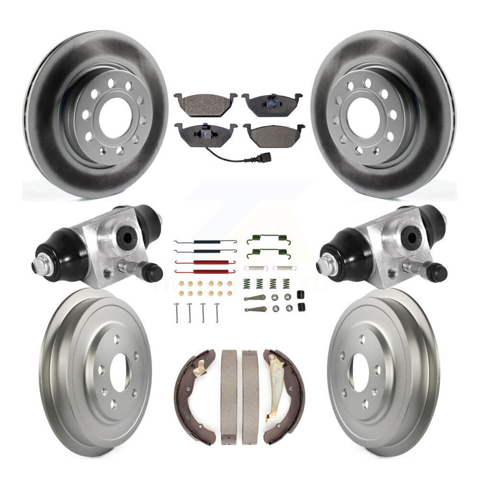 Front Rear Coated Disc Brake Rotors Ceramic Pads And Drum Kit (9Pc) For Volkswagen Jetta KGT-101970