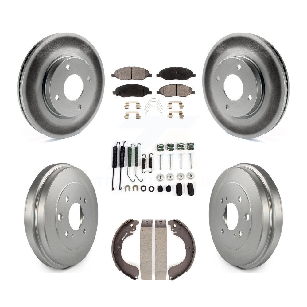 Front Rear Coat Brake Rotors Ceramic Pad Drum Kit (7Pc) For 2008 Nissan Versa 4-Wheel ABS KGT-101971
