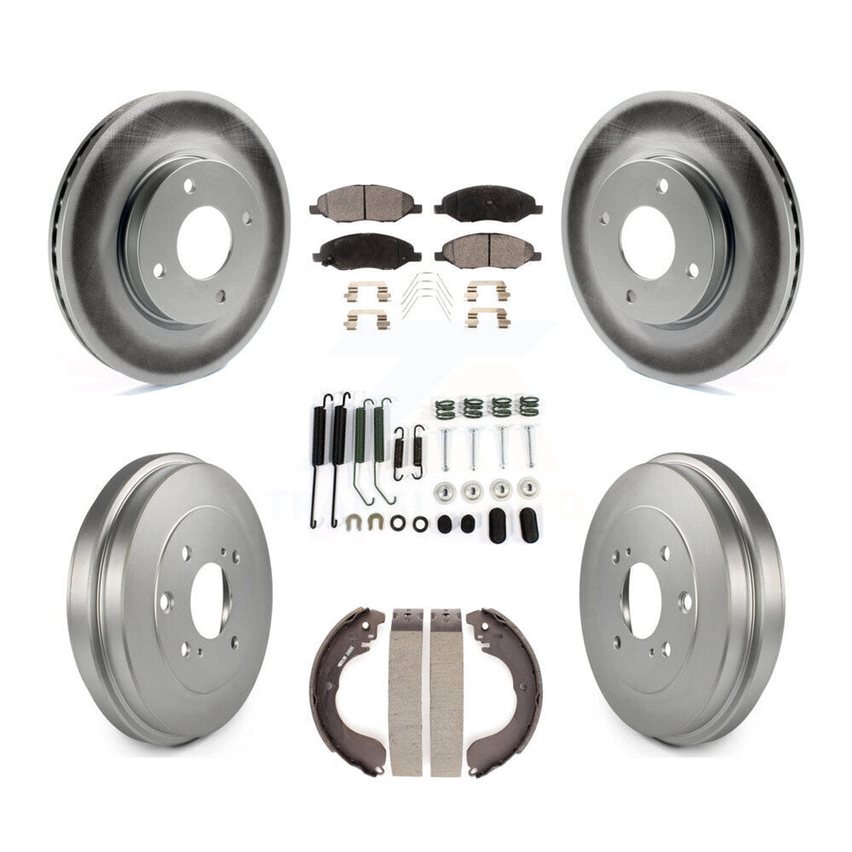 Front Rear Coat Brake Rotors Ceramic Pad Drum Kit (7Pc) For 2008 Nissan Versa 4-Wheel ABS KGT-101971