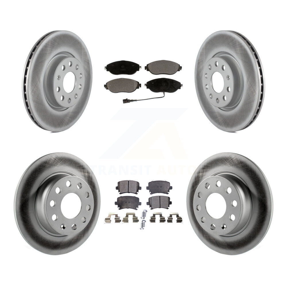 Front Rear Coated Brake Rotor Ceramic Pad Kit For Volkswagen GTI With Performance Package KGT-101984