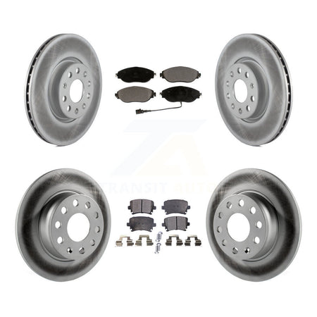 Front Rear Coated Brake Rotor Ceramic Pad Kit For Volkswagen GTI With Performance Package KGT-101984