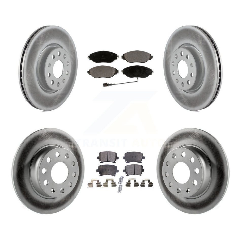 Front Rear Coated Brake Rotor Ceramic Pad Kit For Volkswagen GTI With Performance Package KGT-101984