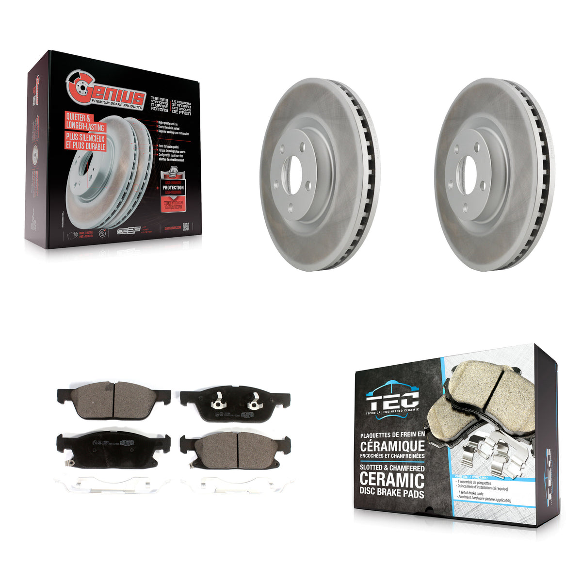 Front Coated Disc Brake Rotors And Ceramic Pads Kit For Lincoln Continental KGT-102008