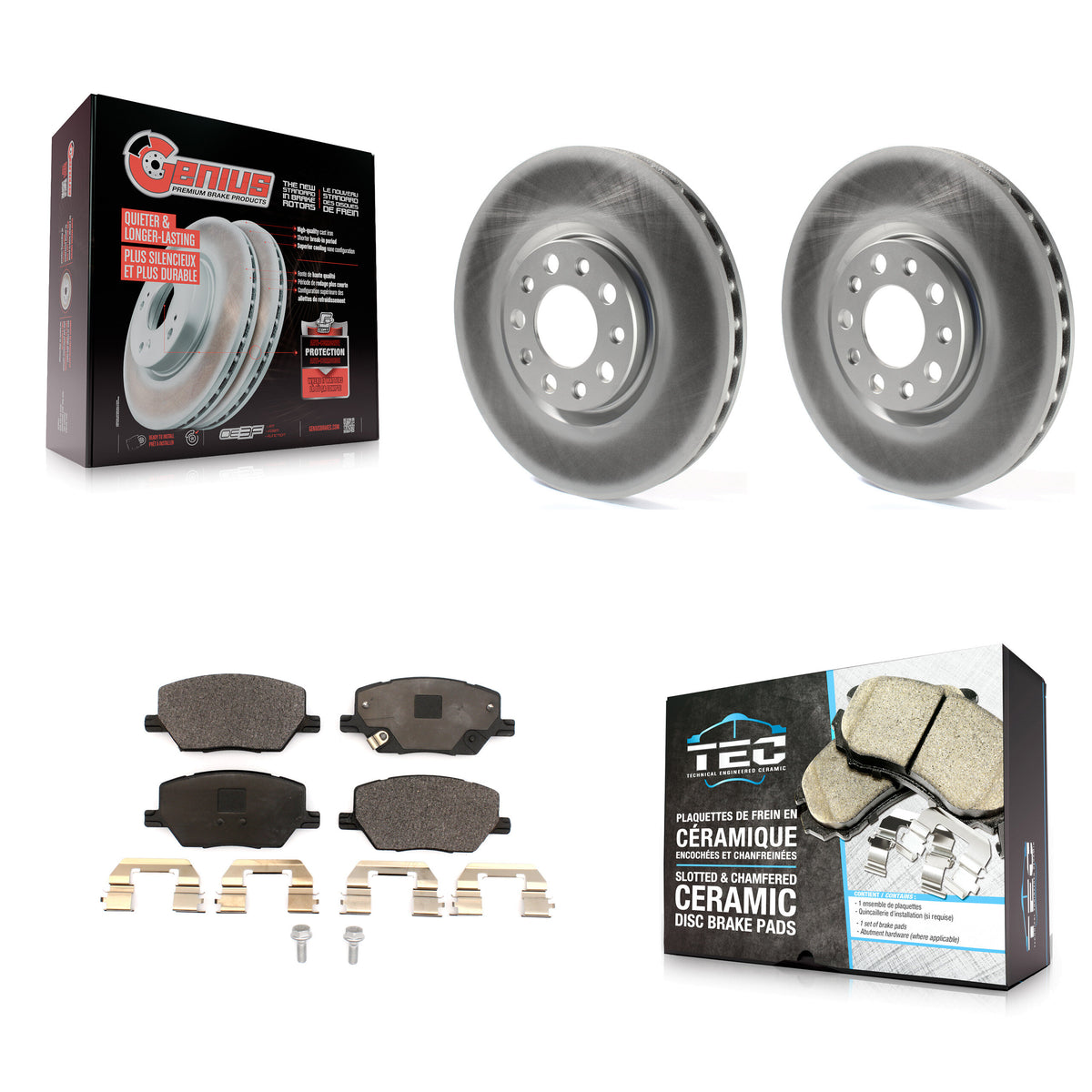 Front Coated Disc Brake Rotors And Ceramic Pads Kit For Jeep Compass Renegade Fiat 500X KGT-102010