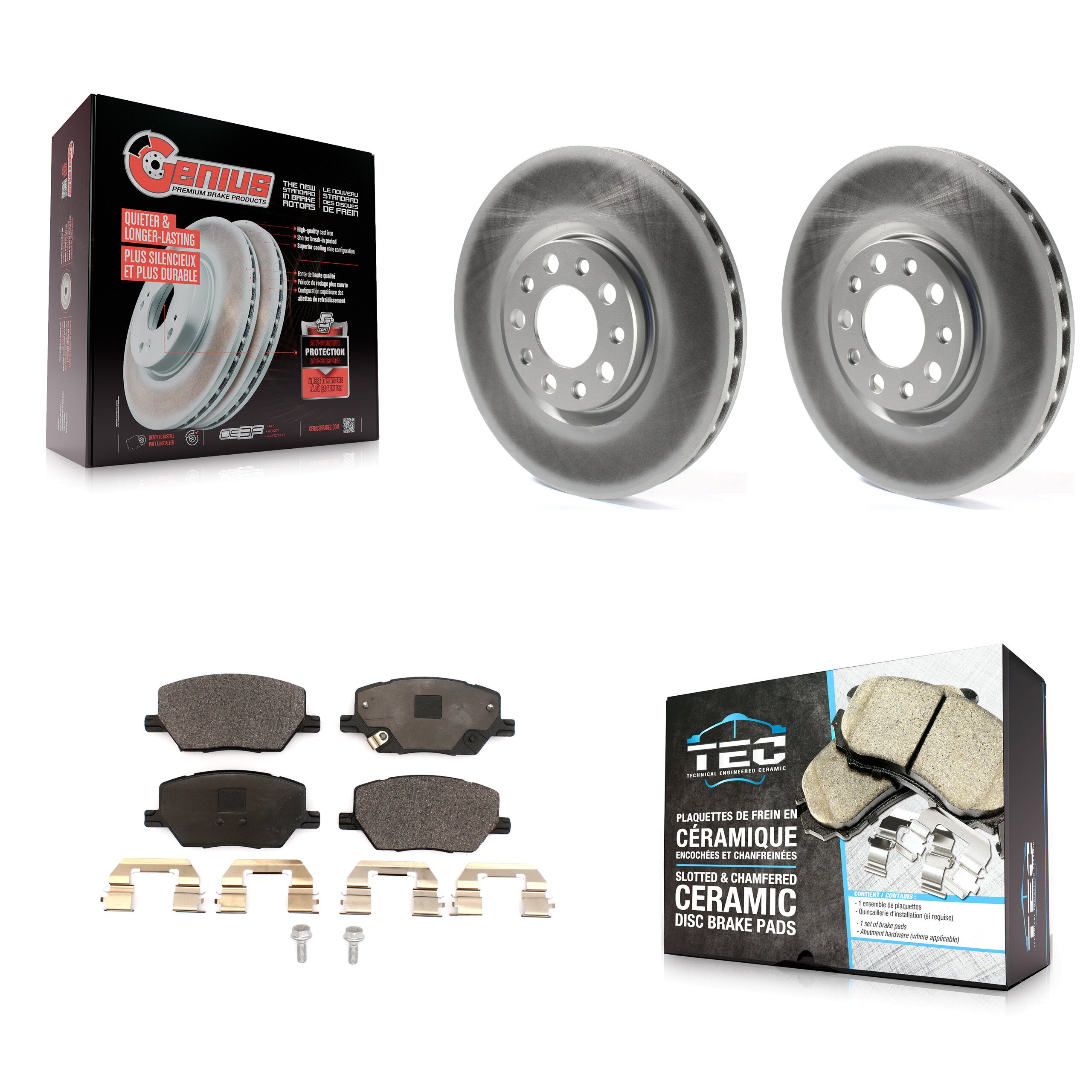 Front Coated Disc Brake Rotors And Ceramic Pads Kit For Jeep Compass Renegade Fiat 500X KGT-102010